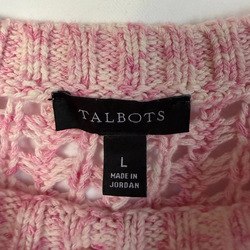 Talbots Open‎ Stitch pastel striped cotton sweater